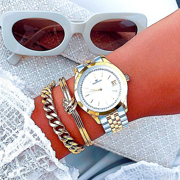 Techno Com By KC w Genuine Diamonds Mother of Pearl Dial Leather Band✨ - Picture 15 of 15